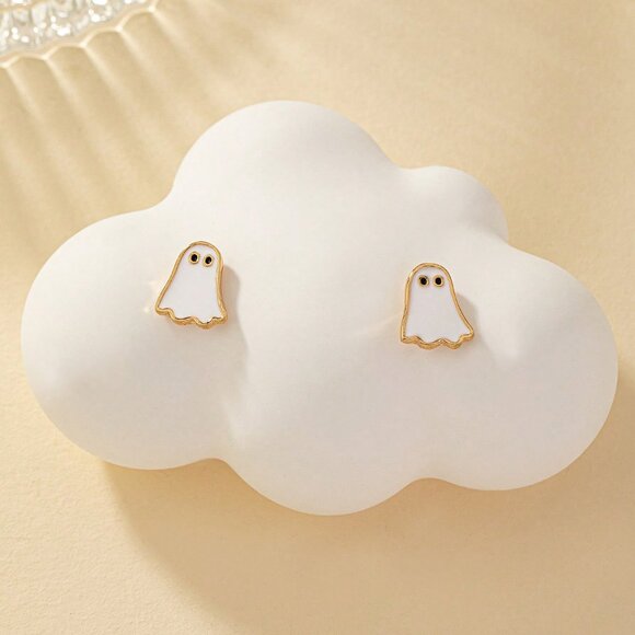 Halloween Ghost Earrings Zing Enamel - Picture 2 of 3